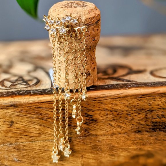 Celestial Golden Dangly Ear Jacket Earrings - Picture 5 of 16